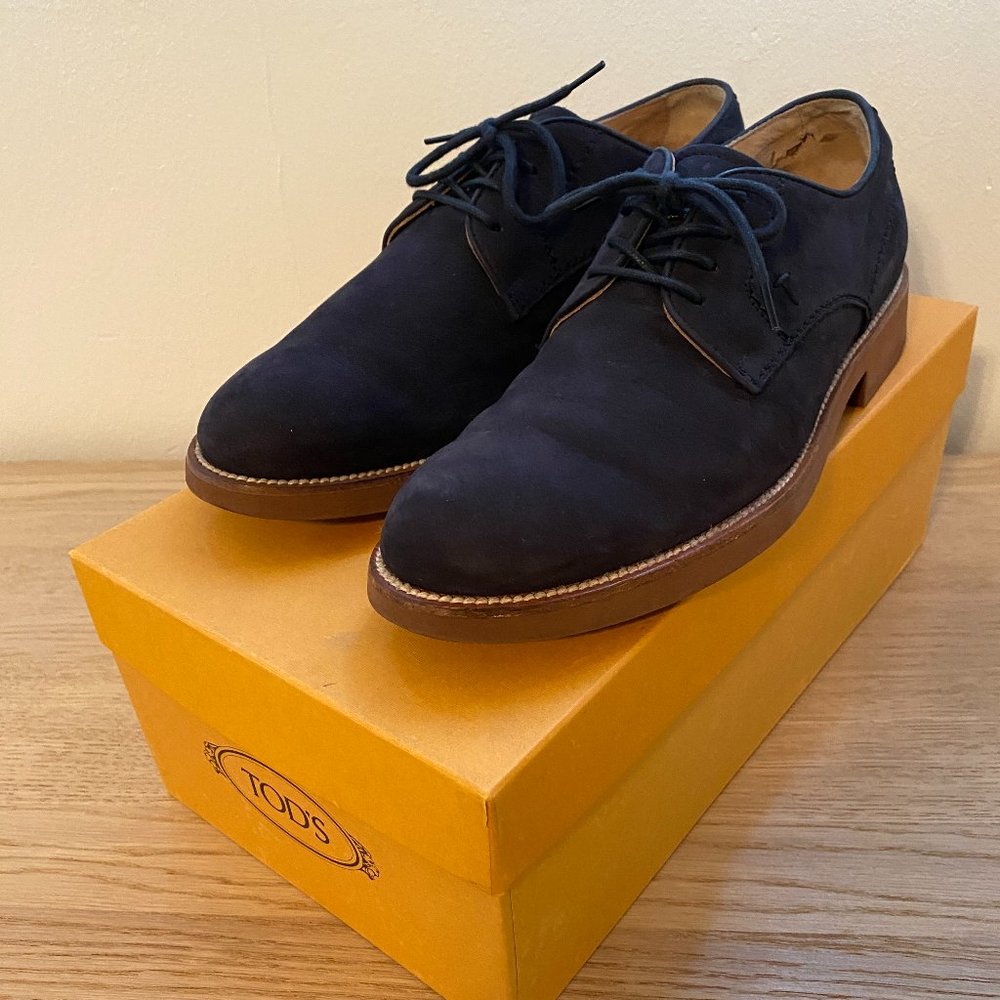 Tod's Men's Lace up Shoes Navy Suede
